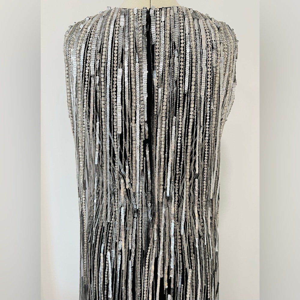 Pamella Roland Sequined Tulle Cape Gown Long Dress - Picture 11 of 16